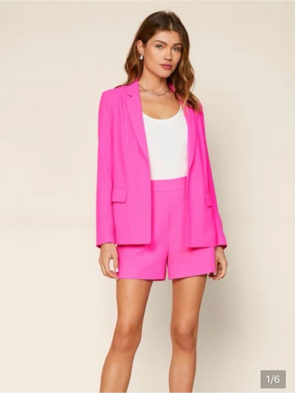 Skies are Blue Hot Pink Women's Blazer Jacket - Sleek Tailored Style - Picture 1 of 5